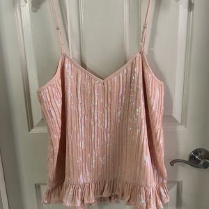 Anthropologie Pink Sequined Tank, Size 10